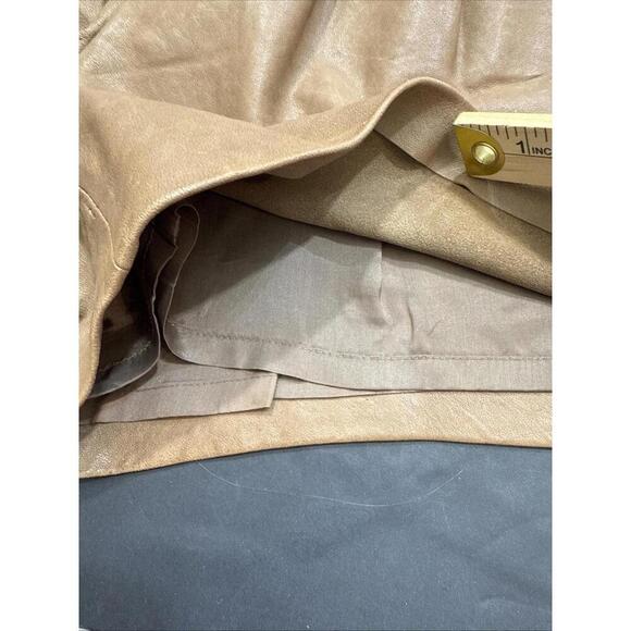 Tibi Brown 100% Lamb Leather Shorts Designer City Chic Classic Front Zip Lined 4 - Picture 10 of 15
